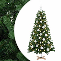 vidaXL Konstgjord julgran med julkulor 120 cm 150 LED-lampor Varmvit