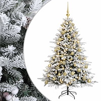 vidaXL Konstgjord julgran med julkulor 150 cm 150 LED-lampor Varmvit
