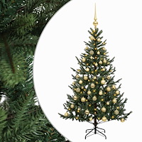 vidaXL Konstgjord julgran med julkulor 120 cm 150 LED-lampor Varmvit