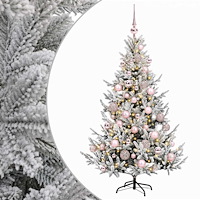 vidaXL Konstgjord julgran med julkulor 150 cm 150 LED-lampor Varmvit