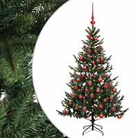 vidaXL Konstgjord julgran med julkulor 150 cm 150 LED-lampor Varmvit