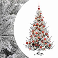 vidaXL Konstgjord julgran med julkulor 120 cm 150 LED-lampor Varmvit