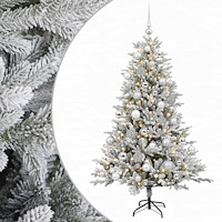 vidaXL Konstgjord julgran med julkulor 120 cm 150 LED-lampor Varmvit