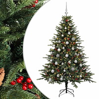 vidaXL Konstgjord julgran med julkulor 120 cm 150 LED-lampor Varmvit