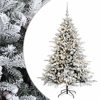 vidaXL Konstgjord julgran med julkulor 150 cm 150 LED-lampor Varmvit