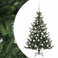 vidaXL Konstgjord julgran med julkulor 120 cm 150 LED-lampor Varmvit