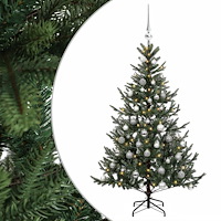 vidaXL Konstgjord julgran med julkulor 120 cm 150 LED-lampor Varmvit