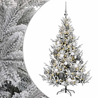 vidaXL Konstgjord julgran med julkulor 120 cm 150 LED-lampor Varmvit