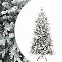 vidaXL Konstgjord julgran med kulor 150 cm 150 LED-lampor Varmvit