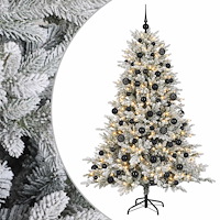vidaXL Konstgjord julgran med kulor 210 cm 300 LED-lampor Varmvit