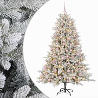 vidaXL Konstgjord julgran med kulor 180 cm 300 LED-lampor Varmvit