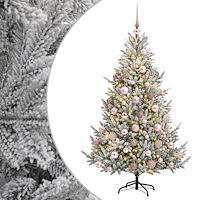 vidaXL Konstgjord julgran med julkulor 240 cm 300 LED-lampor Varmvit