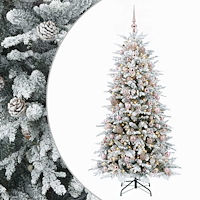 vidaXL Konstgjord julgran med kulor 240 cm 300 LED-lampor Varmvit