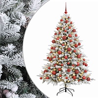 vidaXL Konstgjord julgran med julkulor 240 cm 300 LED-lampor Varmvit