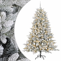 vidaXL Konstgjord julgran med julkulor 180 cm 300 LED-lampor Varmvit