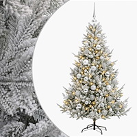 vidaXL Konstgjord julgran med julkulor 210 cm 300 LED-lampor Varmvit