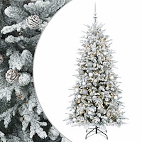 vidaXL Konstgjord julgran med kulor 240 cm 300 LED-lampor Varmvit