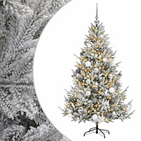 vidaXL Konstgjord julgran med julkulor 180 cm 300 LED-lampor Varmvit