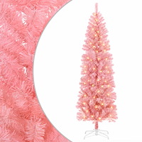 vidaXL Konstgjort smalt julträd 180 cm 300 LED-lampor Varmvit