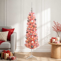 vidaXL Smal konstgjord julgran med julkulor 150 cm 150 LED-lampor