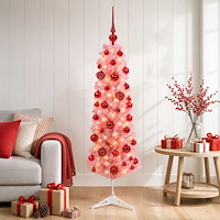 vidaXL Smal konstgjord julgran med julkulor 150 cm 150 LED-lampor