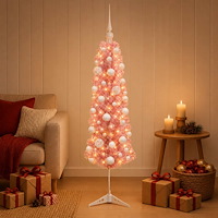 vidaXL Smal konstgjord julgran med julkulor 120 cm 150 LED-lampor