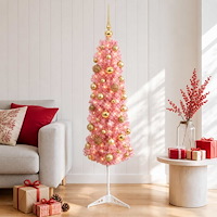 vidaXL Smal konstgjord julgran med julkulor 120 cm 150 LED-lampor