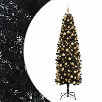 vidaXL Smal konstgjord julgran med julkulor 210 cm 300 LED-lampor