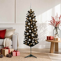vidaXL Smal konstgjord julgran med julkulor 150 cm 150 LED-lampor