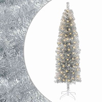 vidaXL Konstgjort smalt julträd 180 cm 300 LED-lampor Varmvit