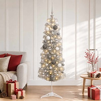 vidaXL Smal konstgjord julgran med julkulor 150 cm 150 LED-lampor