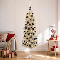 vidaXL Smal konstgjord julgran med julkulor 150 cm 150 LED-lampor