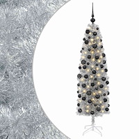 vidaXL Smal konstgjord julgran med julkulor 180 cm 300 LED-lampor