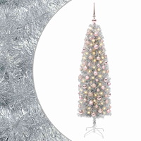 vidaXL Smal konstgjord julgran med julkulor 180 cm 300 LED-lampor