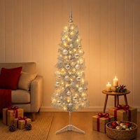 vidaXL Smal konstgjord julgran med julkulor 150 cm 150 LED-lampor