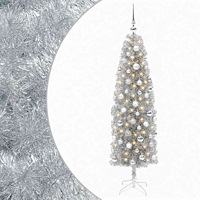 vidaXL Smal konstgjord julgran med julkulor 180 cm 300 LED-lampor