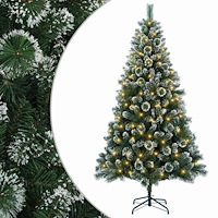 vidaXL Konstgjord julgran 180 cm 300 LED-lampor Varmvit PVC och metall