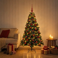 vidaXL Konstgjord julgran med julkulor 150 cm 150 LED-lampor Varmvit