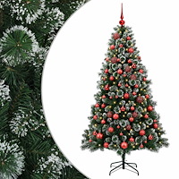 vidaXL Konstgjord julgran med julkulor 240 cm 300 LED-lampor Varmvit