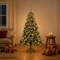 vidaXL Konstgjord julgran med julkulor 150 cm 150 LED-lampor Varmvit