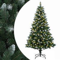 vidaXL Konstgjord julgran 240 cm 300 LED-lampor Varmvit PVC och metall