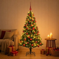 vidaXL Konstgjord julgran med kulor 120 cm 150 LED-lampor Varmvit