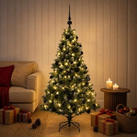 vidaXL Konstgjord julgran med kulor 120 cm 150 LED-lampor Varmvit