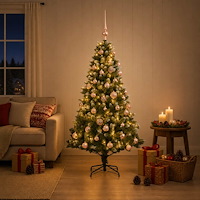 vidaXL Konstgjord julgran med kulor 150 cm 150 LED-lampor Varmvit