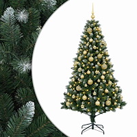 vidaXL Konstgjord julgran med kulor 240 cm 300 LED-lampor Varmvit