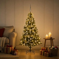 vidaXL Konstgjord julgran med kulor 120 cm 150 LED-lampor Varmvit
