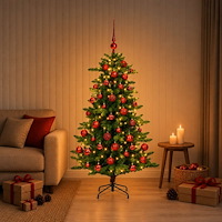 vidaXL Konstgjord julgran med kulor 150 cm 150 LED-lampor Varmvit
