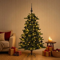 vidaXL Konstgjord julgran med kulor 120 cm 150 LED-lampor Varmvit