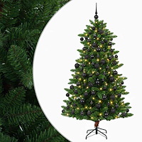 vidaXL Konstgjord julgran med kulor 240 cm 300 LED-lampor Varmvit