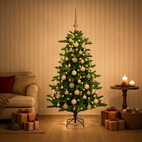 vidaXL Konstgjord julgran med kulor 120 cm 150 LED-lampor Varmvit
